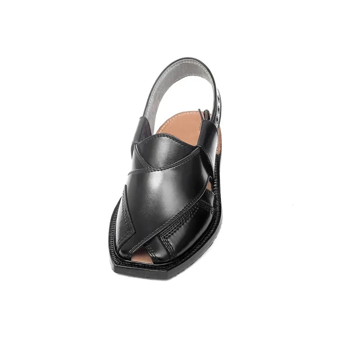 Black Norozi Chappal with China Cut Shape – 092303