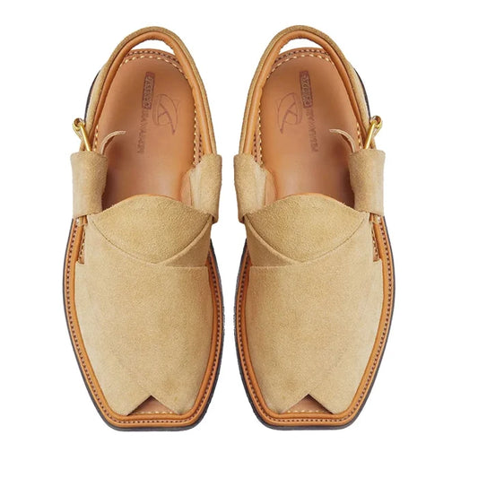 Suede Traditional Camel Peshawar Zalmi Chappal – 09290