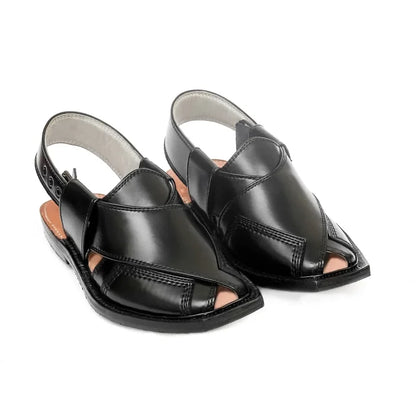 Black Norozi Chappal with China Cut Shape – 092303