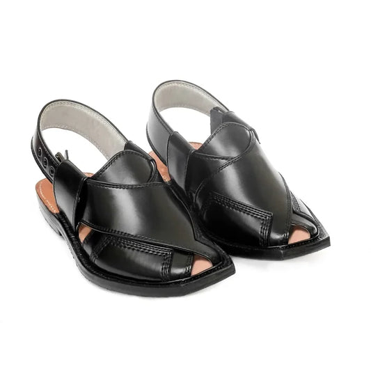 Black Norozi Chappal with China Cut Shape – 092303