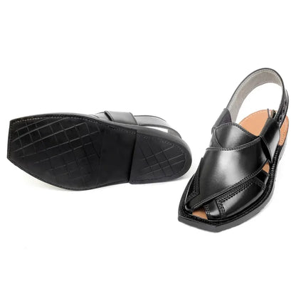Black Norozi Chappal with China Cut Shape – 092303