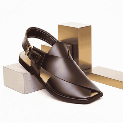 Handmade Brown Charsadda Gol T Chappal - 092241