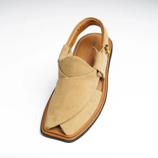 Suede Traditional Camel Peshawar Zalmi Chappal – 09290